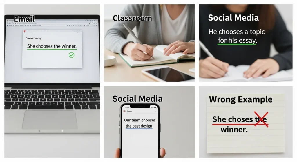 Chooses or Choses in Everyday Examples