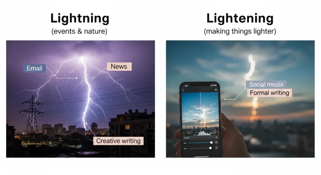 Lightning or Lightening in Everyday Examples