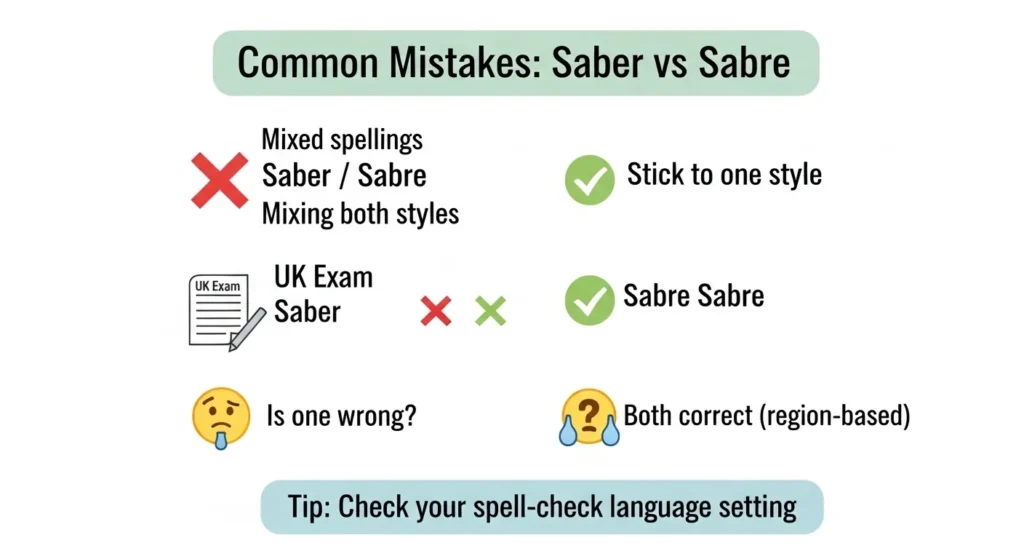 Common Mistakes with Saber or Sabre